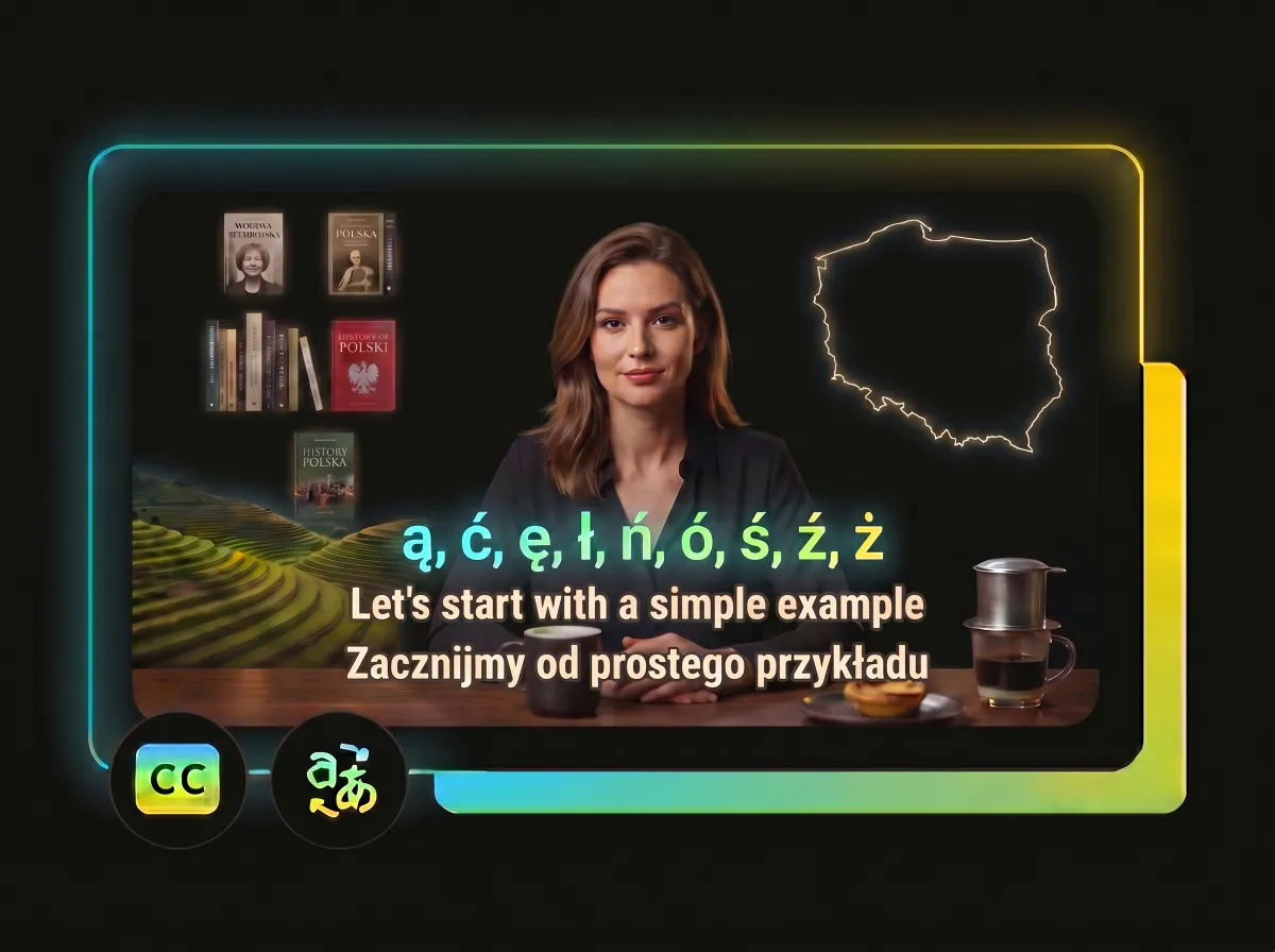 AI Polish subtitle generator creating accurate subtitles with Polish characters and grammar recognition